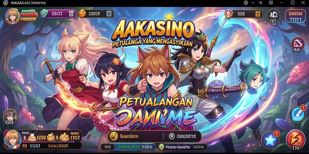 Tampilan gameplay AAKASINO dengan karakter anime yang menarik.