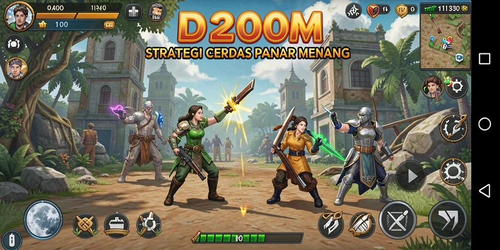 Tampilan screenshot utama D200M menampilkan aksi mendebarkan dari gameplay Strategy.