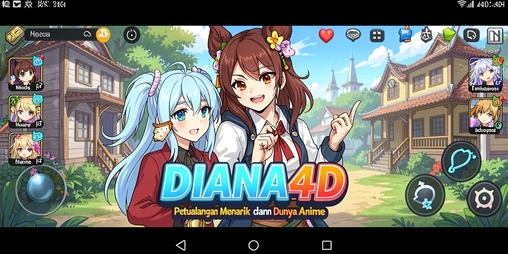Tampilan gameplay seru dari DIANA4D yang menampilkan karakter Anime.