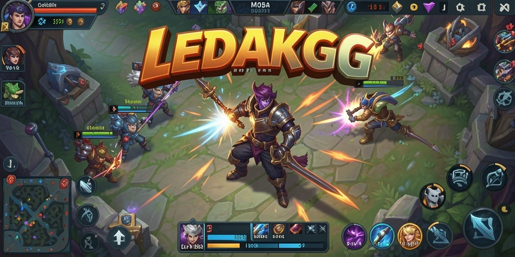 Gameplay seru dengan karakter MOBA beraksi.