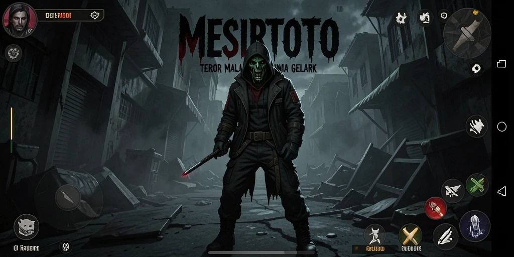 Tampilan mencekam dari gameplay MESIRTOTO yang seram.