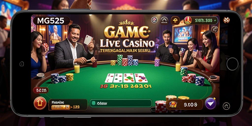 Screenshot gameplay MG525 yang menunjukkan suasana Live Casino yang mengasyikkan.