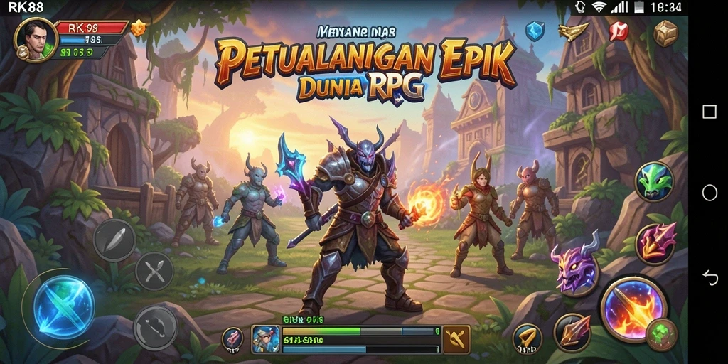 Screenshot gameplay RK88 menampilkan karakter dalam aksi pertarungan yang seru.