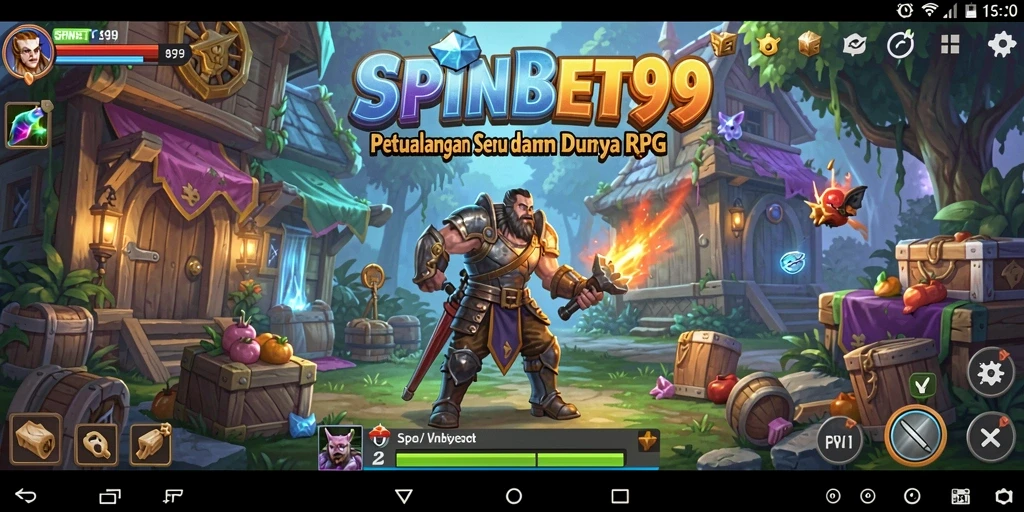 Screenshot SPINBET99 menampilkan pertarungan epik dalam dunia RPG.